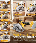 5.5 Inch Cordless Circular Saw Tool Only Compatible With DeWalt 20V Max Batteries cutting MDF, solid wood, plywood, OSB, PVC pipe, and drywall.