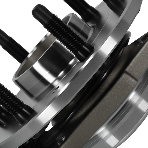 Tough As Nails Front Wheel Hub Bearing Assembly With Integrated ABS Sensor System Crafted For 2007 To 2014 Caddy Chevy And GMC 2WD Rides Heavy Duty OEM Replacement Parts Built Different close-up view showing metal finish and bolt design.