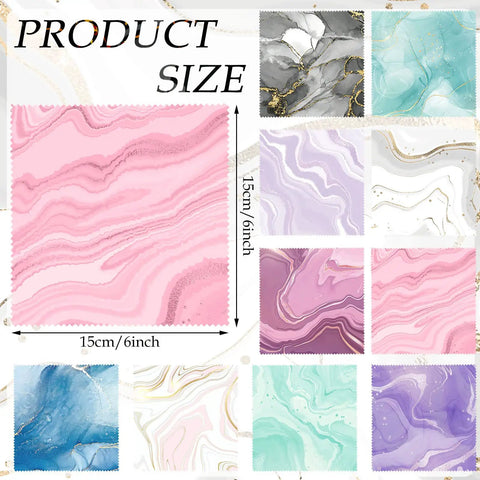 20 Pack Microfiber Cleaning Cloths Set For Eyeglasses, Camera Lenses, And Phone Screens, Marble Design Soft Wipes, 6 X 6 Inches