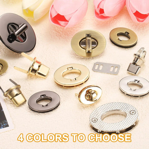 Dope Gold Twist Turn Lock Clasps For Purse And Handbags Hella Sturdy Zinc Alloy Oval Closures Heavy Duty Bag Fasteners in 4 colors