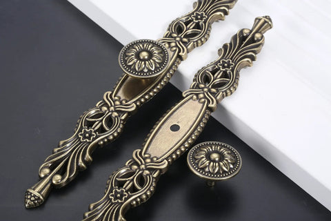 Vintage Antique Bronze Cabinet Pulls 10.2 Inch 5 Piece Set Sweet Hardware For Rad Kitchen Reno And Bathroom Refresh elegant floral design
