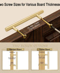 Two sizes of screws for Real Deal 5 Pack Solid Brass Cabinet Pulls for varying board thicknesses.