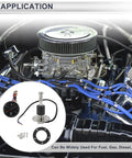 Top Shelf Marine Fuel Sender And Gauge Kit Featuring A Heavy Duty 100Mm Metal Housing 240 To 33 Ohm range with installation components.