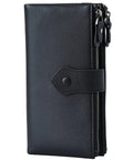 Women's Soft Leather RFID Blocking Bifold Slim Wallet With Double Zipper Pockets 17 Card Slots And ID Window For Everyday Carry