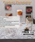 Mini Bench-top Drill Press With Variable Speed Control From 0 To 9500 RPM on a table showcasing detailed specifications.