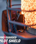 Close-up of the wind guarded pilot shield on Indoor Safe Portable Radiant Space Heater With 11000 BTU Output Propane Powered Buddy Style Heater