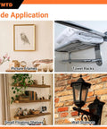 Image showing applications of 100 Piece M6x60 Plastic Wall Anchors And Screws Kit: picture frames, towel racks, shelves, wall sconces