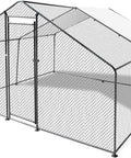 Walk In Heavy Duty Chicken Coop With Large Outdoor Run 9.8 Feet Long 9.8 Feet Wide 6.6 Feet High Sturdy Steel Frame Waterproof UV Cover