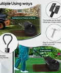 Compost And Peat Moss Spreader With 2-In-1 ATV And T Shaped Handle 44 Inch Rolling Width 5.6 Cubic Feet Capacity in use with tractor
