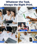 Collage depicting office, design, marketing, study, home, and business activities.
