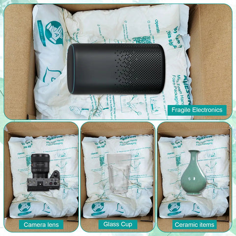 Eight Pack 16 By 14 Inch Quick Expand Foam Bags For Shipping, protecting fragile electronics, camera lens, glass cup, and ceramic items.