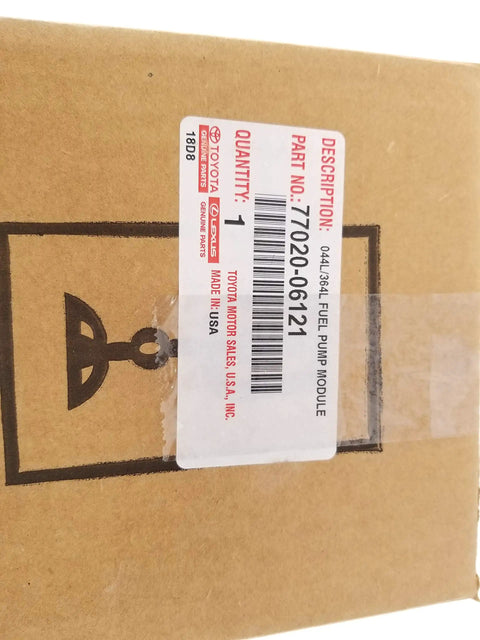 Genuine Oem Electric Fuel Pump For Toyota 77020 06121 packaging with part number and description label.