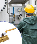 Worker adjusting machine with Beefy Brass Ball Valve, 1-1/4 Inch Full Port NPT Female To Female, Water Shut Off Plumbing Fitting inset