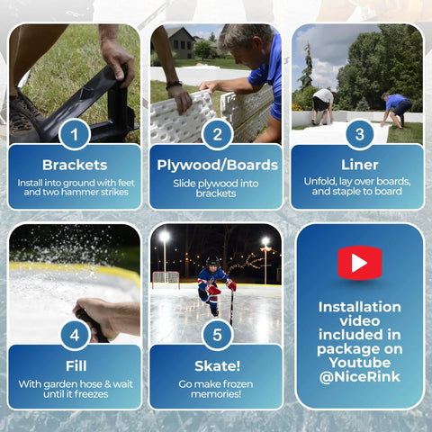 Backyard Ice Rink Kit For DIY Setup 20x40 Rink In A Box With Premium Liner All In One Package For Home Hockey And Ice Skating Easy Assembly And Family Friendly Winter Fun