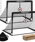 Two Pack 4x3 Feet Kids Soccer Goals For Backyard Portable Pop Up Nets With Targets Carry Bag Ground Stakes Training Gear