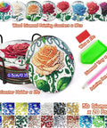 Diamond Art Coasters Kit For Adults Eight Piece Rose Diamond Painting Coaster Set With Holder Non Slip DIY Craft Supplies