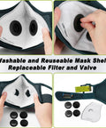 Pro Grade Dust Mask Reusable Respirator For Woodworking And Construction, 99.9% Carbon Filters, Multicolor Face Protection