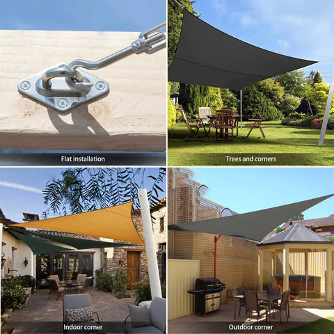 6 Inch Stainless Steel Shade Sail Hardware Kit For Rectangle And Triangle Installations used in various outdoor setups