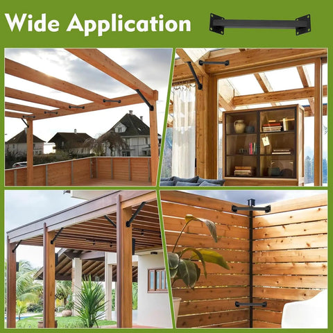 Built Tough 45 Degree Angle Bracket Kit For Pergolas, Gazebos, Decks And Patios, Heavy Duty Steel Braces, DIY Friendly Roof Riser Brackets Set, Great For Tree Houses And Outdoor Living, 2 Pieces