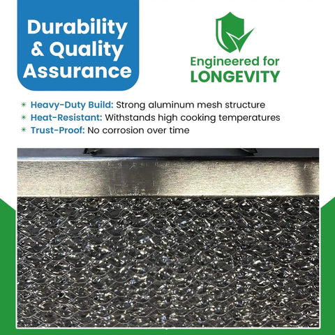 Universal Replacement Range Hood Filter Fits Most Vent Hoods 11.5 X 11.75 X 0.375 Inches Aluminum Air Cleaner with mesh detail