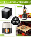 Self Adhesive Appliance Sliders 8 Pack Heavy Duty Swivel Rollers shown under various kitchen appliances for smooth gliding.