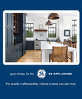 Modern kitchen interior with GE appliances, featuring dark cabinets and a large island, highlighting Surface Burner Control Switch for Electric Ranges WB24T10025 Genuine OEM Replacement Part, No-Fuss Install, Keeps Even Heating, Durable Range Switch for Smooth Cooking.