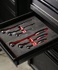 100 Tooth Swivel Head Ratchet Set for Heavy Duty Jobs with EVA foam tray in tool chest drawer