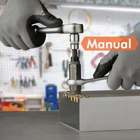 Rivet nut installation tool set, manual, 15-piece for SAE and metric metal rivnuts