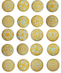 Slick Handmade Ceramic Pull Knobs, Set Of Twenty Bright Yellow Drawer Handles For Furniture And Cabinetry, decorative hand-painted designs