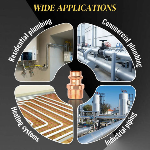 Must-Have 40 Pack 1-1/4 Inch Male NPT To 1 Inch Copper Press Adapter Set With Press-To-Connect Fittings For Copper Pipe applications