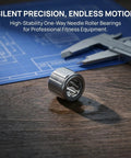 Rock Solid One Way Needle Roller Bearings 4 Pack Heavy Duty Low Noise Overrunning Clutch Bearings For Treadmills Exercise Bikes And Rowers Anti Reverse Smooth Motion Gym Grade Replacement 14 Mm Od 8 Mm Id resting on a wooden surface with blueprints.