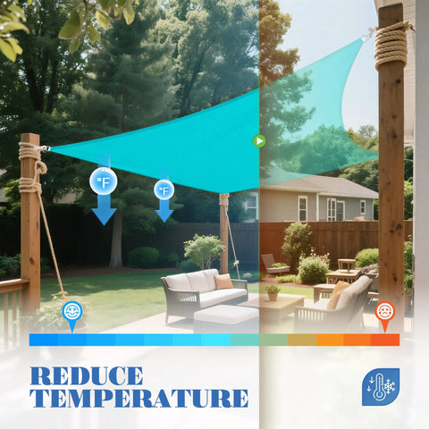 10 By 13 Foot Waterproof Sun Shade Sail Rectangle Canopy For Outdoor Patio Pergola Backyard Garden UV Block Protection Turquoise Color Built Tough Heavy Duty Polyester Tear Resistant Easy Install All Weather Use