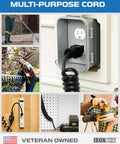 Slick Eight Foot Coiled Extension Cord With 16 Gauge Copper Wiring And Rock Solid Waterproof Power Switch for versatile power use.