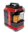 Indoor Safe Portable Radiant Space Heater With 11000 BTU Output Propane Powered Buddy Style Heater shown from a side angle.