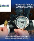 Close-up of AuditMaster On Site Sprinkler Performance Auditing Kit in use measuring water levels on turf irrigation system.