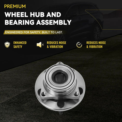 X2 Front Wheel Hub Bearing Assembly 5 Lug Stud Fitment For 96 To 07 Ford Taurus showing premium stainless steel design with rust resistant finish.