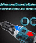No Sweat Heavy Duty Cordless Rivet Gun With Dual Gears And Smart Memory And Normal Modes with high/low speed adjustment.