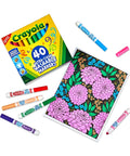 Ultimate Washable Broad Line Marker Haul 40 Pieces Assorted Brilliant Shades Kid Friendly Art Bundle arranged with art paper.