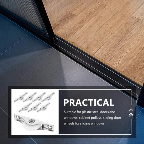 Heavy Duty Nylon Sliding Door Rollers Featuring Solid Double Bearing Wheels 25MM close-up in practical use for sliding doors