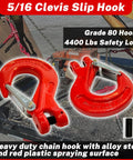 2 Pack G80 Clevis Slip Hooks 5 16 Inch Heavy Duty Chain Hooks Forged Tow Trailer Safety Hooks With 4400 Lbs Working Load