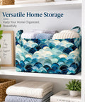 Heavy Duty Collapsible Polyester Storage Basket And Foldable Home Organization Bin For Living Room Bedroom Closets, storing towels with a stylish design.