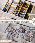 Hella Sturdy Bamboo Drawer Dividers Expandable Closet Organizers For Clothes in organized vs messy dresser drawers.