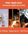 Built Tough Bench Belt Sander And Disc Grinder showing metal polishing, engineering use, and metal dressing applications.