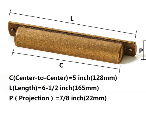 Top Shelf Heavy Duty Cup Bin Pulls 10 Pack Vintage Antique Brass And Aged Gold Bronze Kitchen Cabinet Handles, 165mm long knob.