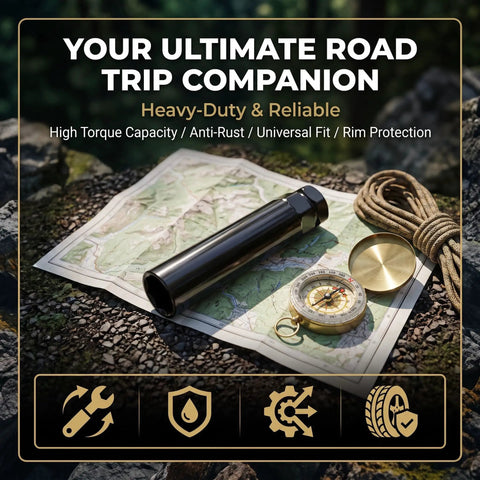 Heavy Duty Six Spline Lug Nut Socket Key With 13/16 And 7/8 Inch Hex Drive Fits M14x1.5 And M14x2 displaying on a map with a compass.