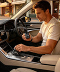 Heavy Duty Silver Rim Repair Paint For Wheels And Auto Hubs Fast Drying Scratch Coat used inside a luxury car with beige leather.