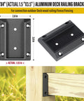Rugged ADC 12 Aluminum Deck Railing Bracket Set for Two By Four Posts to Handrail black outdoor mount.