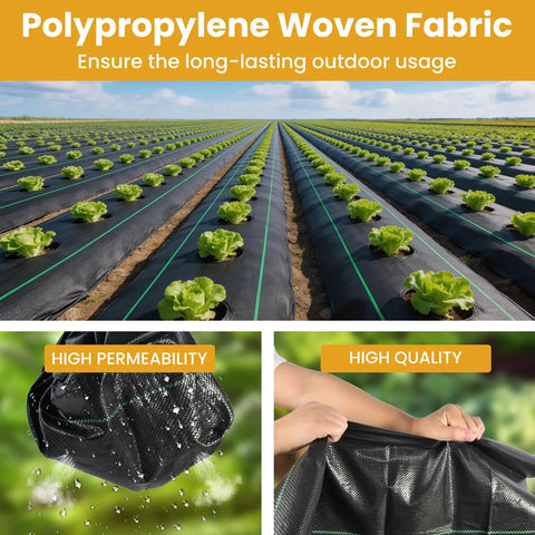 6 Ft By 300 Ft Heavy Duty Yard Work Ready Weed Barrier Fabric With 3.2 Oz Landscape Material And 20 U Shaped Staples
