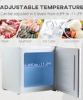 Hella Cool 1.1 Cubic Foot Compact Upright Freezer With Slick Removable Baskets Reversible Door showing adjustable temperature settings.