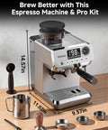 Next Level Semi Automatic Espresso Machine With Built In Conical Burr Grinder, 20 Bar Pressure, 44 Precision Grind Steps, And Quick Milk Frother For Cranking Out Barista Grade Shots Daily At Home on a wooden table.